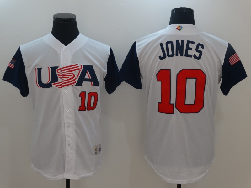 Men USA Baseball #10 Adam Jones White 2017 World Baseball Classic Replica Jersey